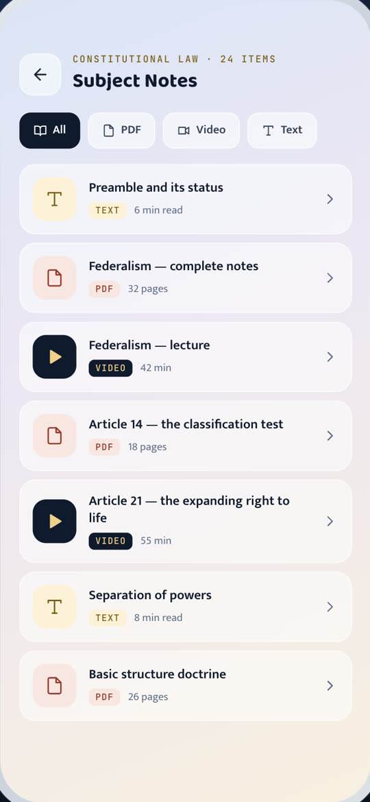 Notes screen