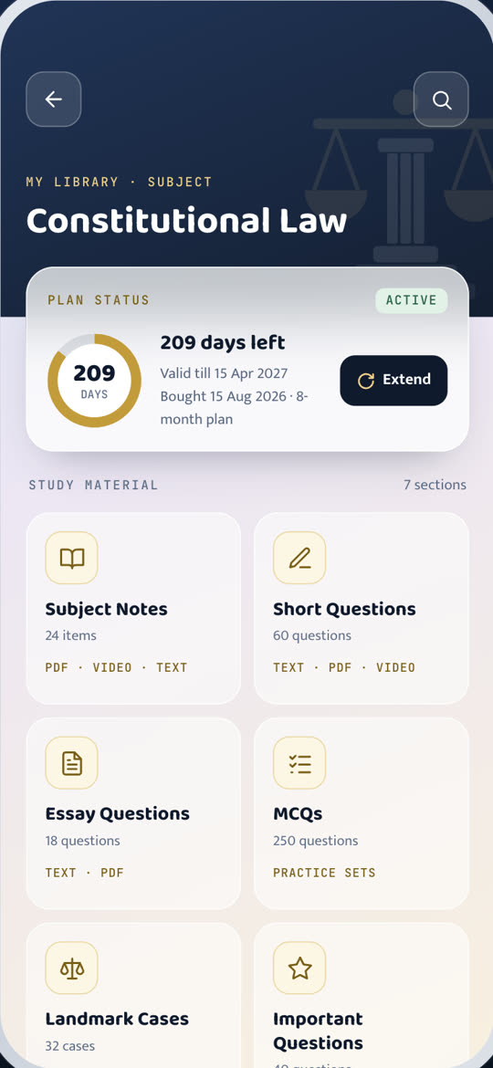 Subject home screen